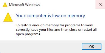 Memory is Low message displayed on the control panel .